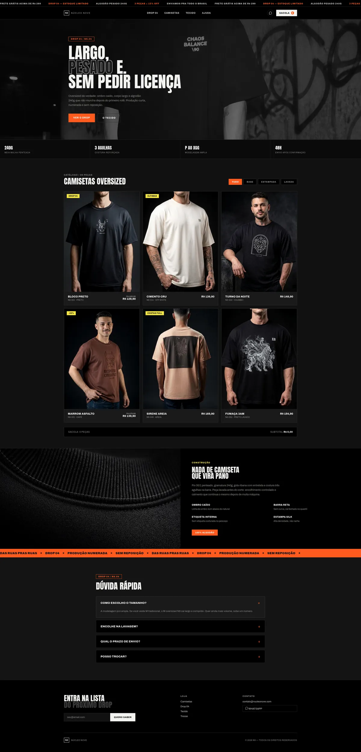 Núcleo 9, projeto de landing page